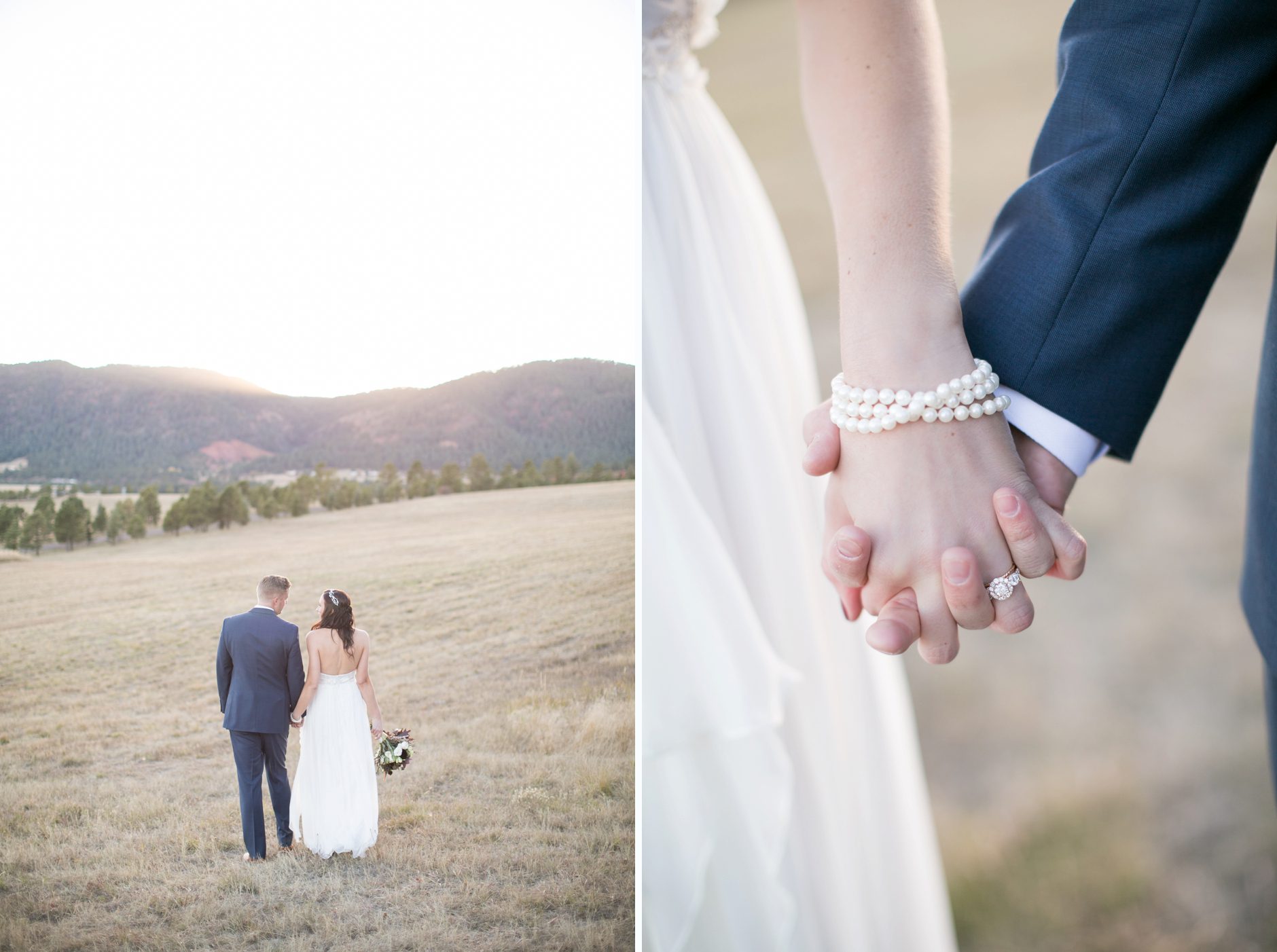 Beautiful sunset bride and groom pictures at Spruce Mountain Ranch by Amy Caroline Photography