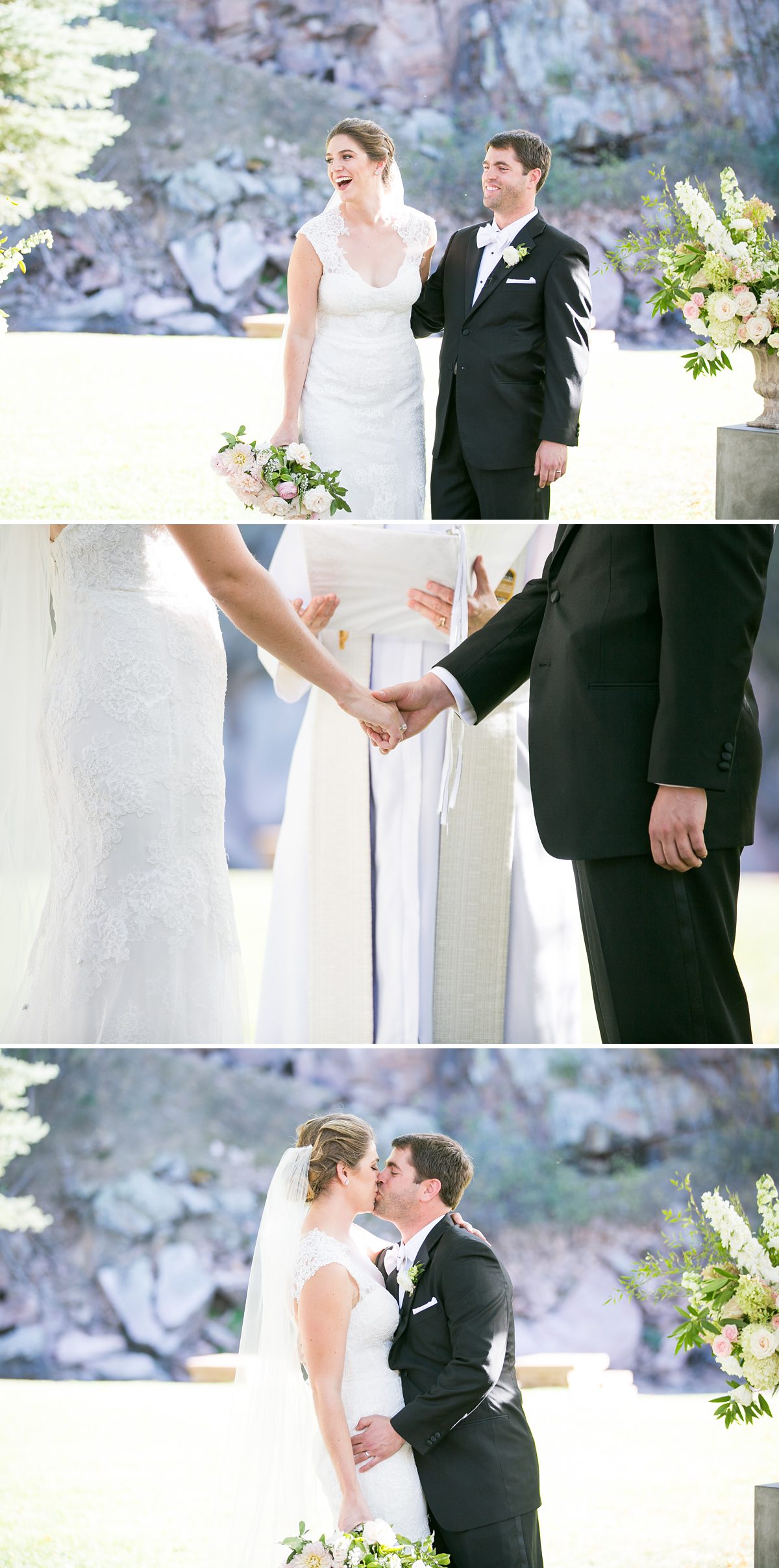 Happy Bride and Groom Riverbend Lyons Farmette Wedding Ceremony, Amy Caroline Photography