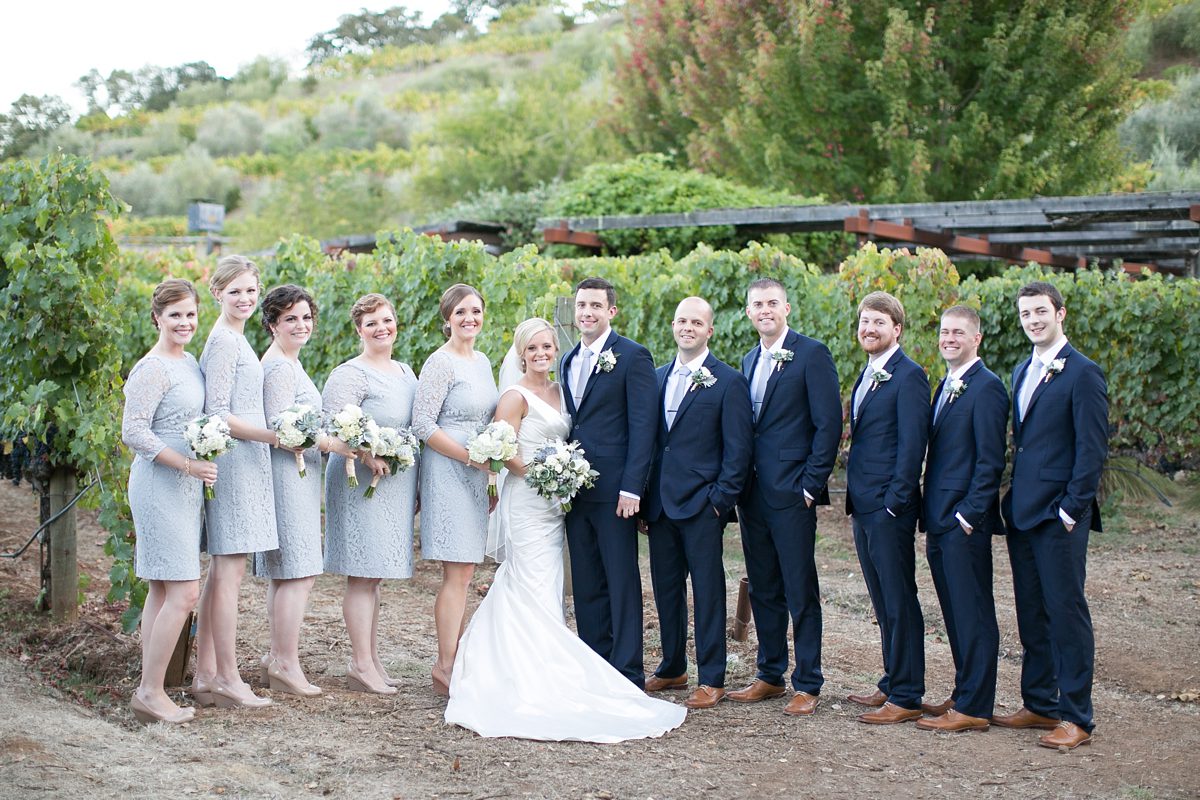 Sonoma California Destination Vineyard Wedding, Bridal Party pictures at Benzinger Winery, Amy Caroline Photography