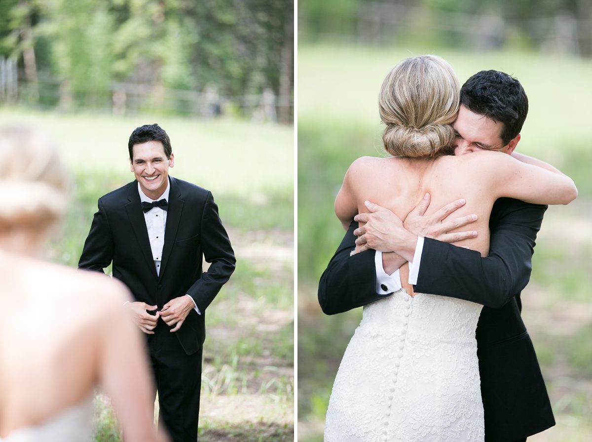Colorado Mountain Wedding Bride and Groom First Look, Mountain Wedding Photographers, Amy Caroline Photography