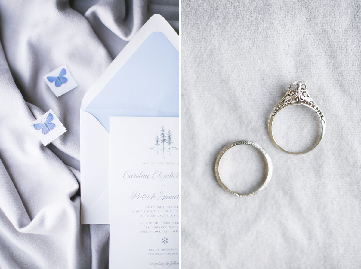 Colorado Winter Wedding Invitation, Grandmas Wedding Rings, Colorado Wedding Photographer, Amy Caroline Photography
