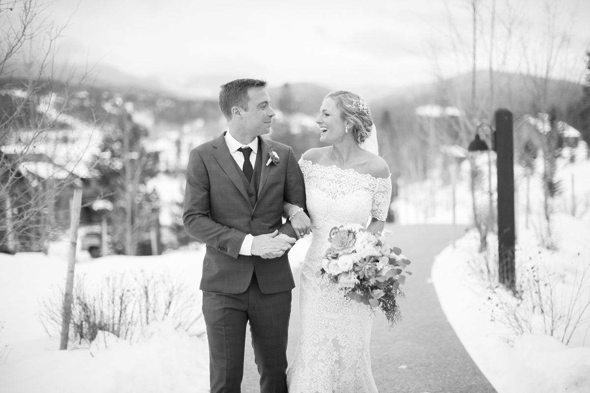 Happy Bride and Groom, Colorado Devils Thumb Ranch Winter Mountain Wedding, Amy Caroline Photography
