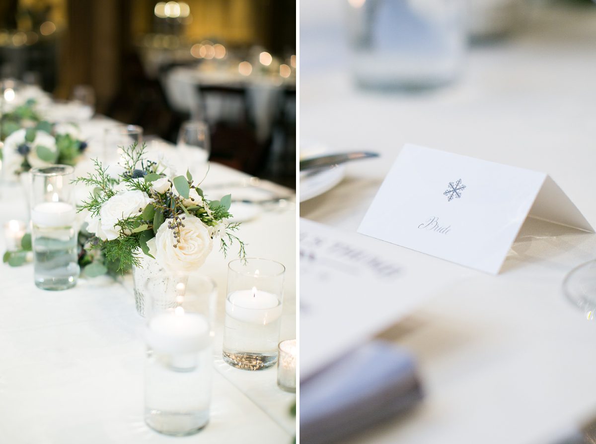 Winter Wedding table details, Colorado Devils Thumb Ranch Winter Mountain Wedding, Amy Caroline Photography