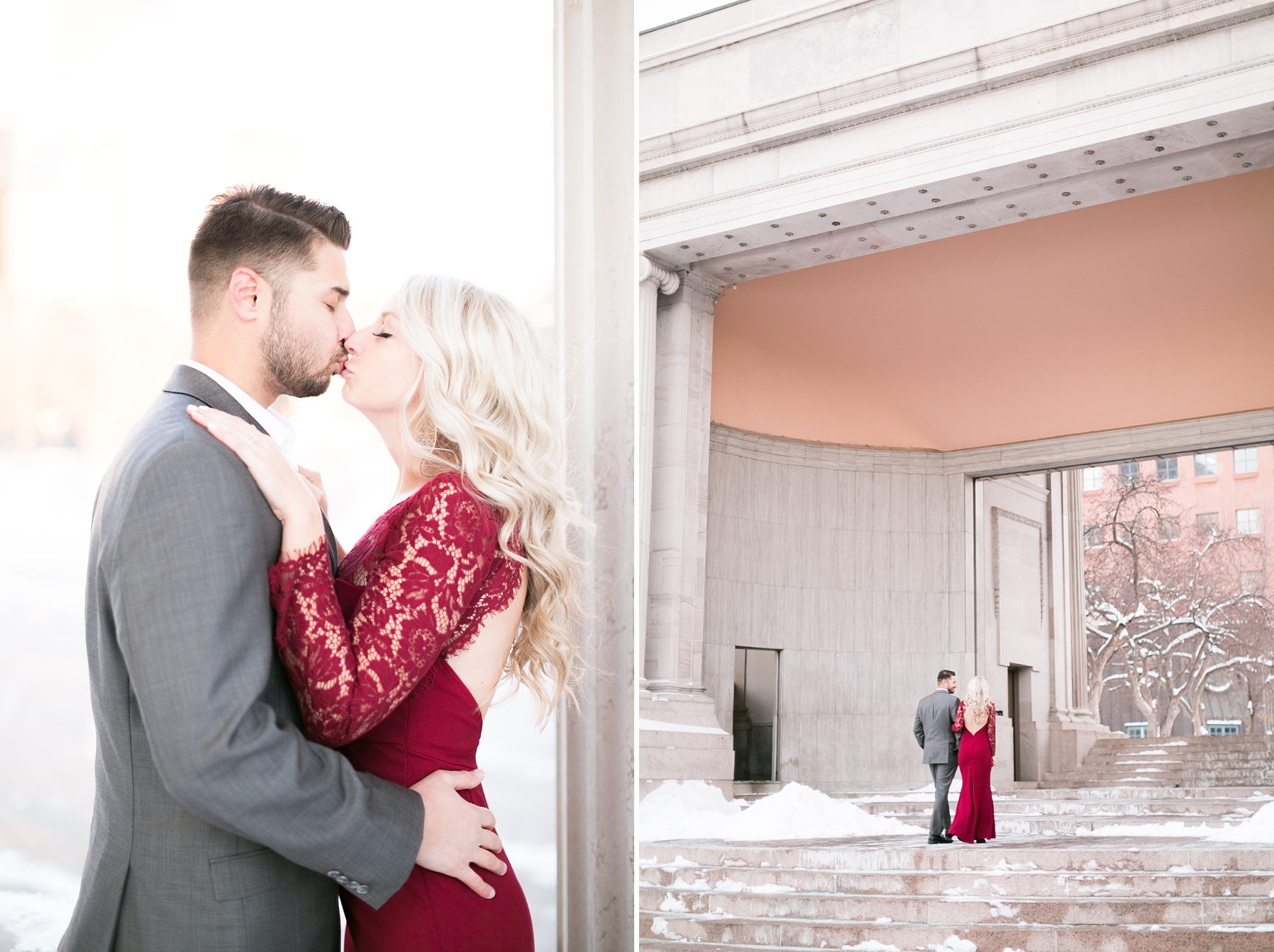 Classy Civic Center Park Winter Downtown Denver Engagement Pictures, Amy Caroline Photography