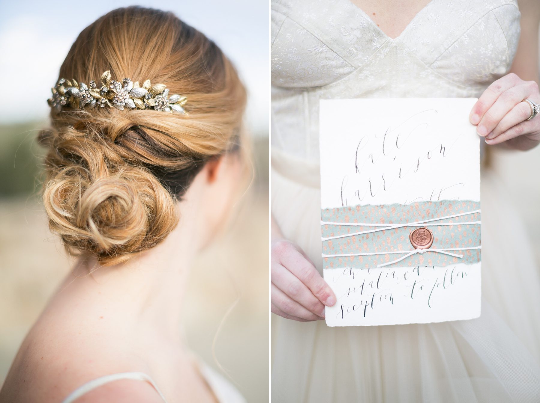 Bridal updo hairstyle, Classic Colorado Bride, Calligraphy Wedding Invitation, Amy Caroline Photography