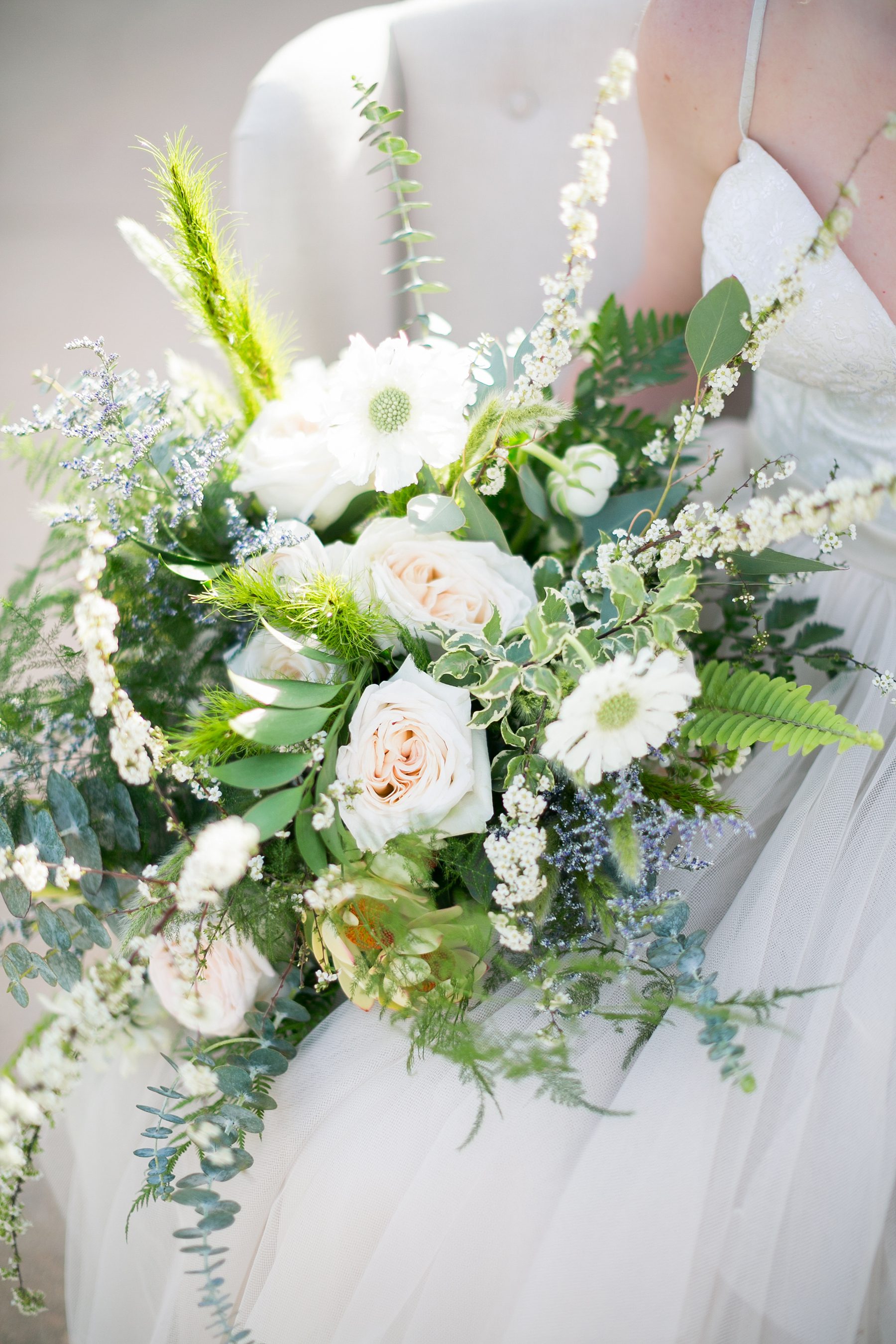 Green and White Whimsical Wedding Bouquet, Colorado whimsical wedding, Amy Caroline Photography