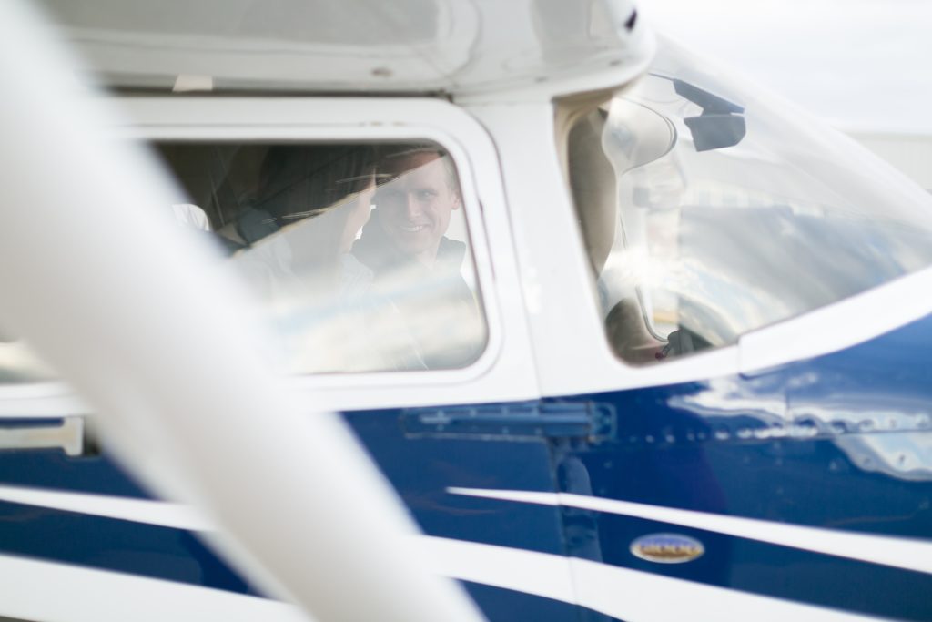 Classy Flying Denver Engagement Pictures at Centennial Airport
