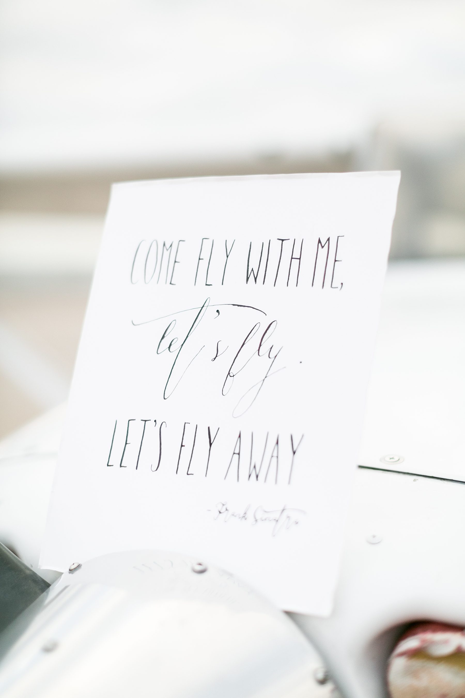 Come fly with me, let's fly let's fly away quote, calligraphy quote, flying engagement pictures, Amy Caroline Photography 