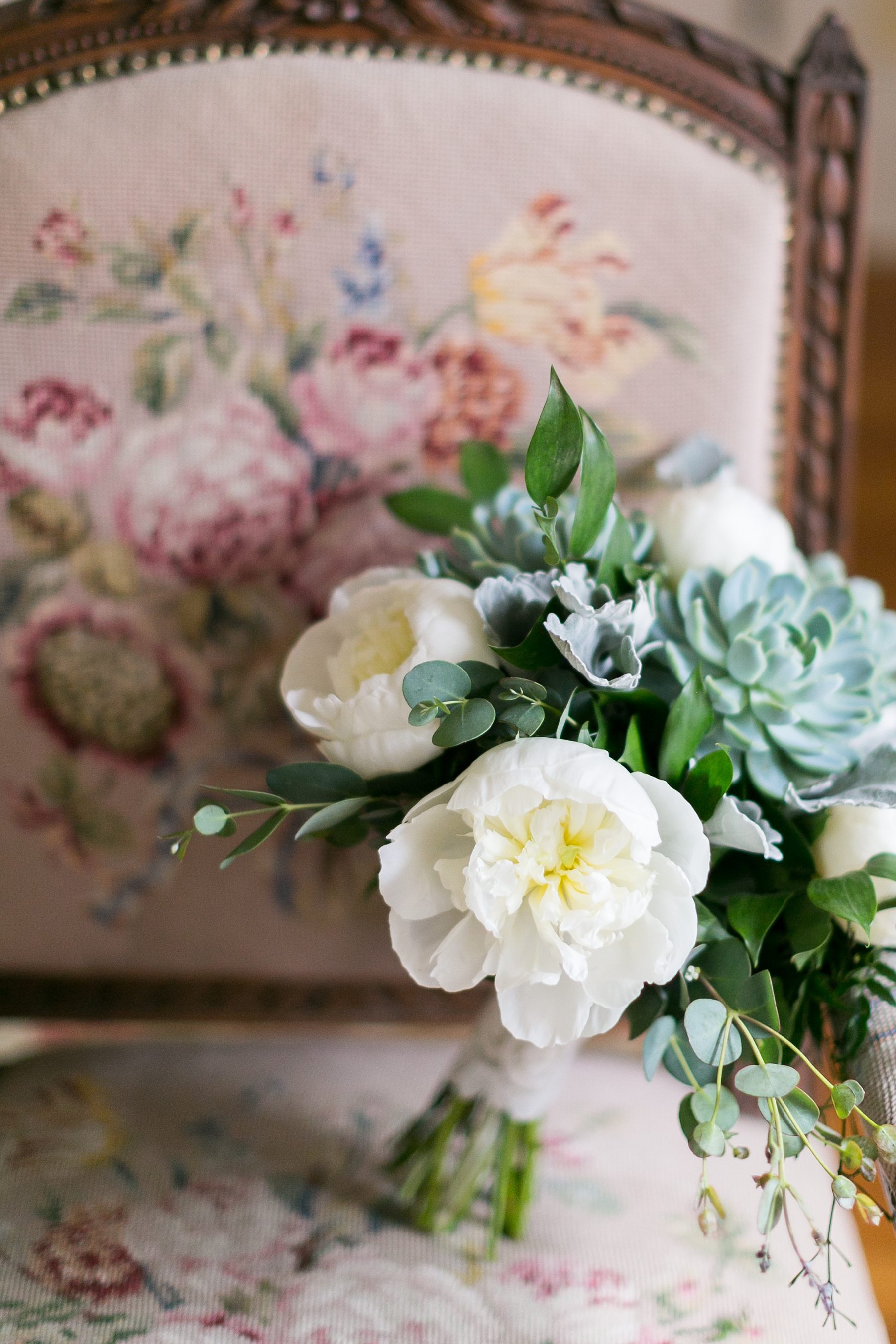 Classic Bridal Bouquet with succulents, Kimball Floral, Denver Wedding Photographers, Amy Caroline Photography 