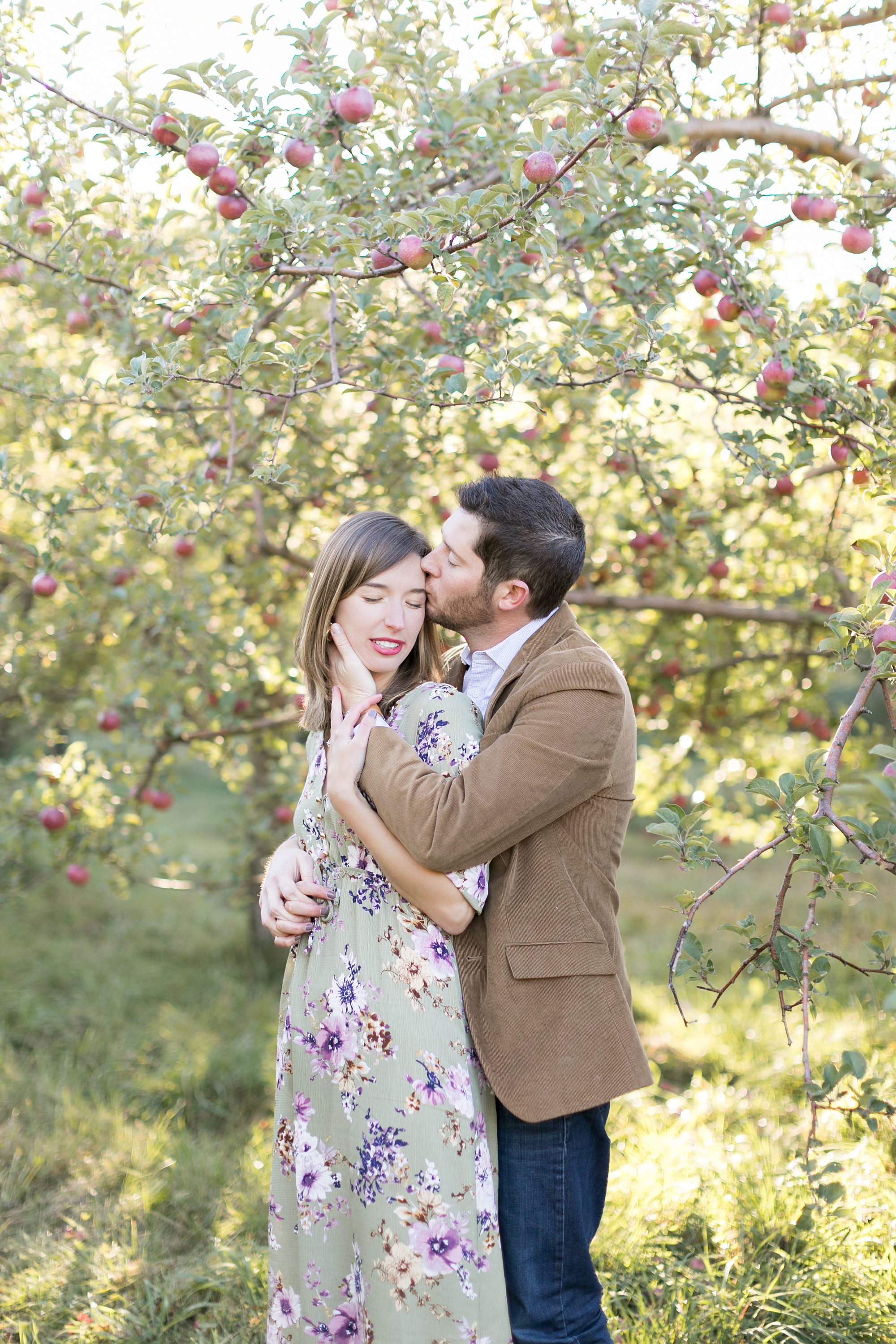 Fall Apple Picking Picnic Engagement Pictures in Portland Maine, Maine Wedding Photographers, Amy Caroline Photography