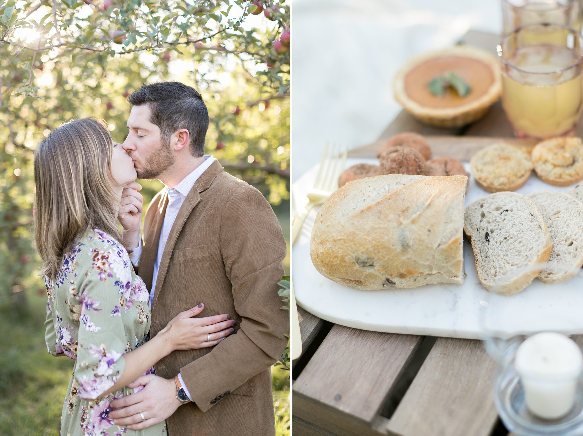 Fall Apple Picking Picnic Engagement Pictures in Portland Maine, Maine Wedding Photographers, Amy Caroline Photography
