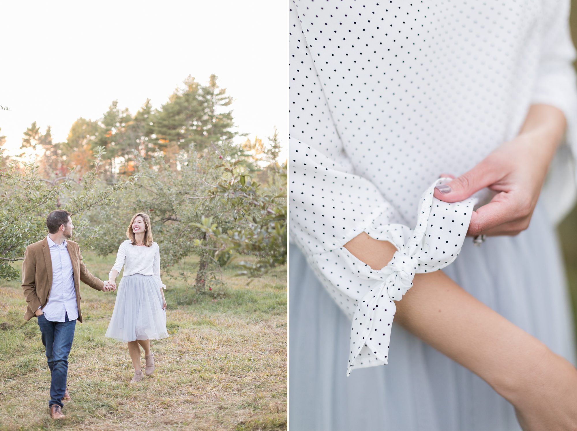 Fall Apple Picking Picnic Engagement Pictures in Portland Maine, Maine Wedding Photographers, Amy Caroline Photography