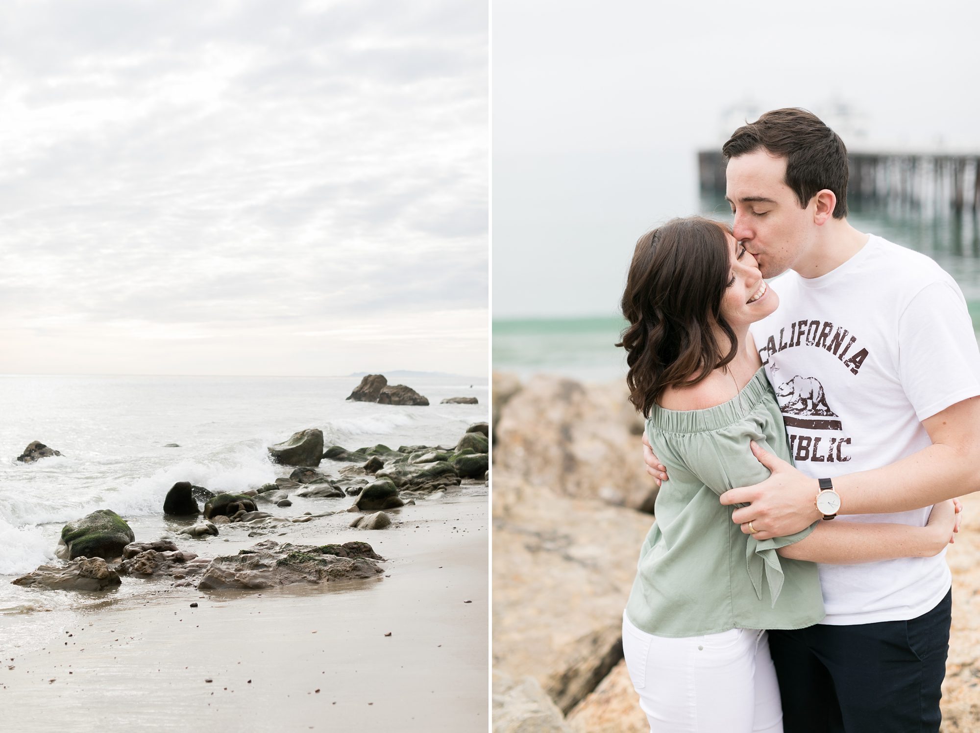 Malibu California Pier Engagement Pictures, Simple Beach Engagement, California Engagement Photographers, Amy Caroline Photograph