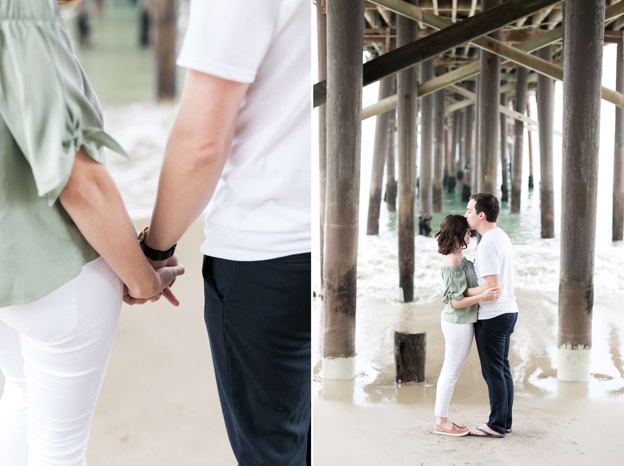 Malibu California Pier Engagement Pictures, Foggy Beach Engagement Pictures , Amy Caroline Photograph