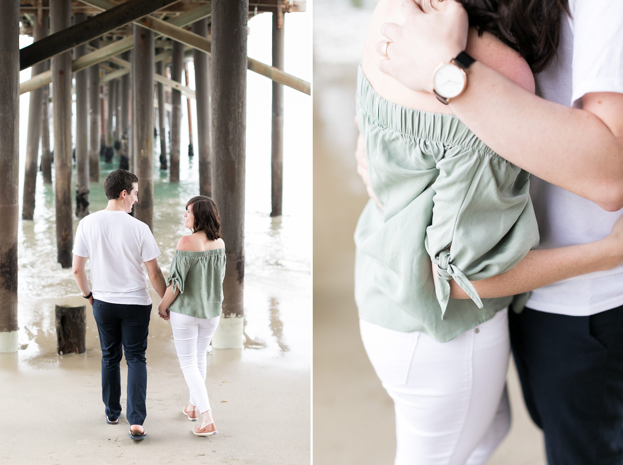 Malibu California Pier Engagement Pictures, Foggy Beach Engagement Pictures , Amy Caroline Photograph