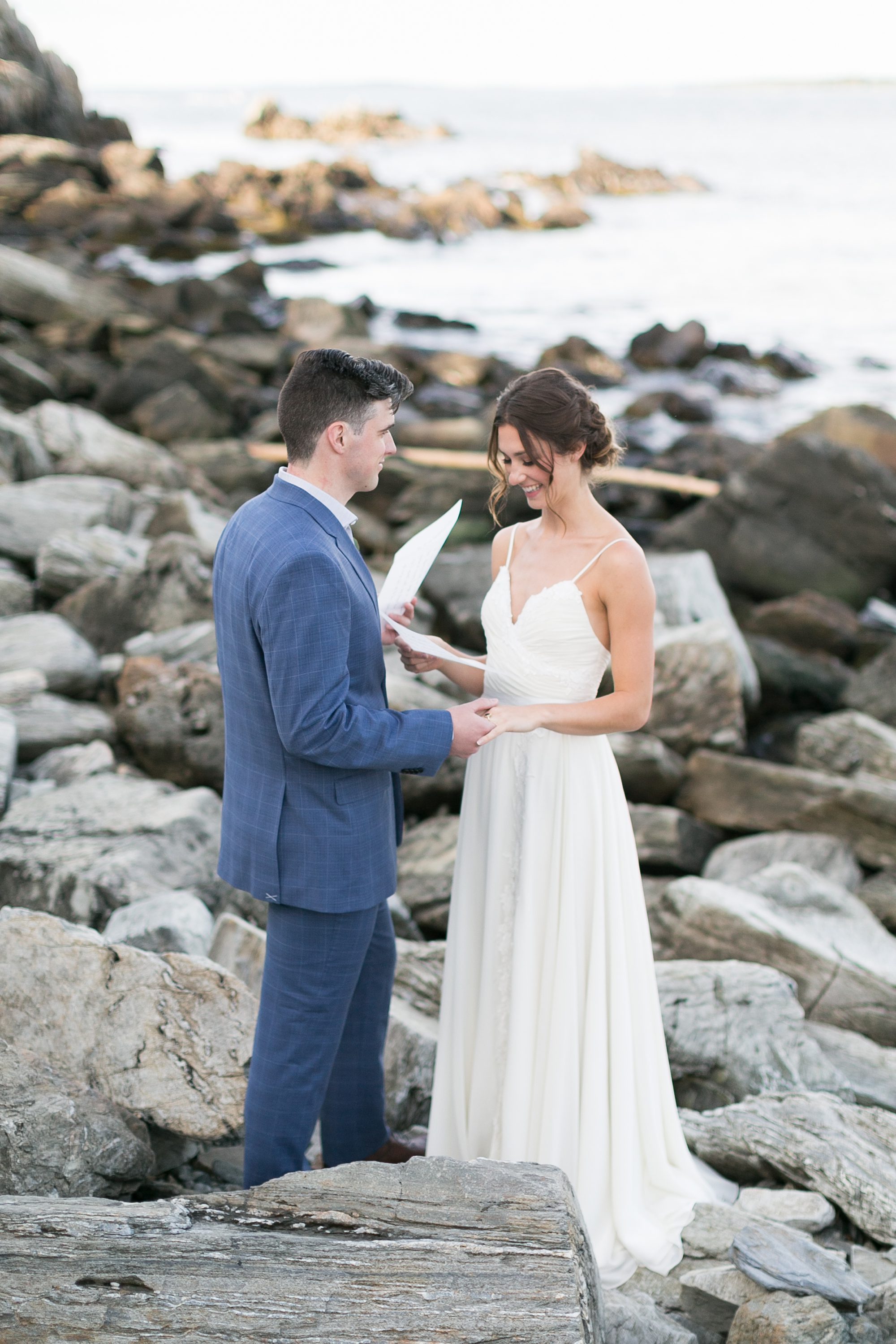 Romantic Vows on the Beach in Portland Maine, Maine Wedding Photographers, Amy Caroline Photography 