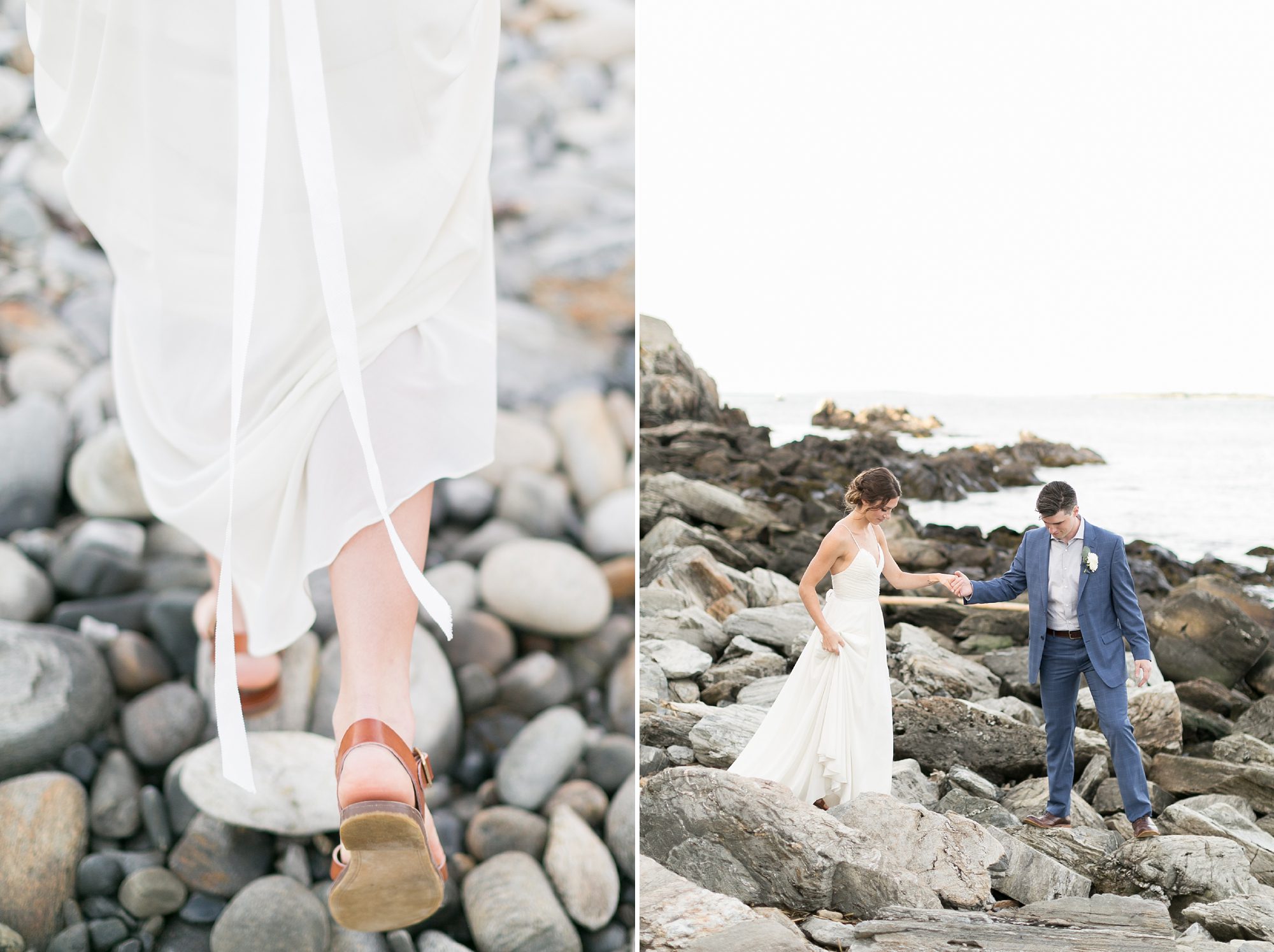 Bride and Groom on the rocky coast of Maine, Portland Maine Wedding Photographers, Amy Caroline Photography 