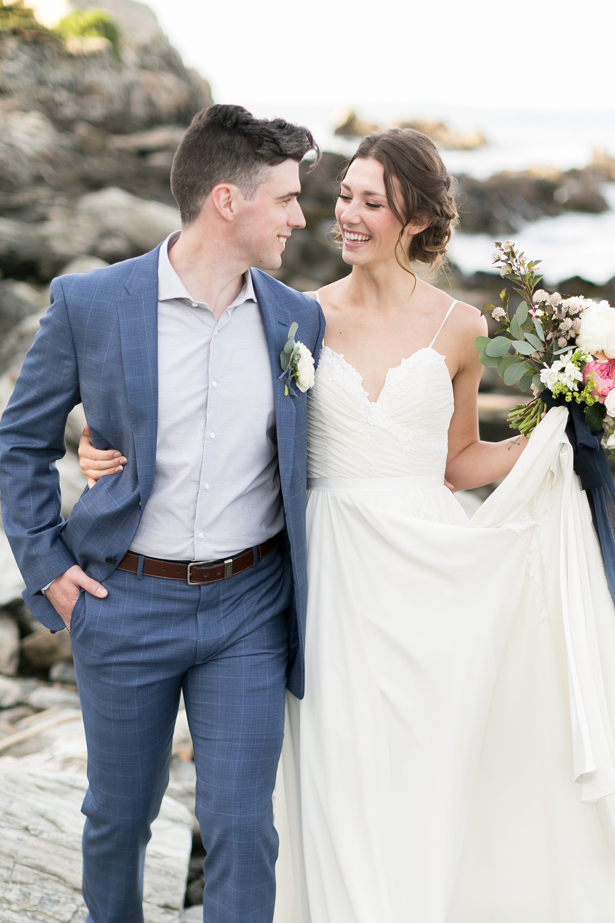 Portland Maine Coastal Romantic Wedding Elopement , Maine Wedding Photographers, Amy Caroline Photography 