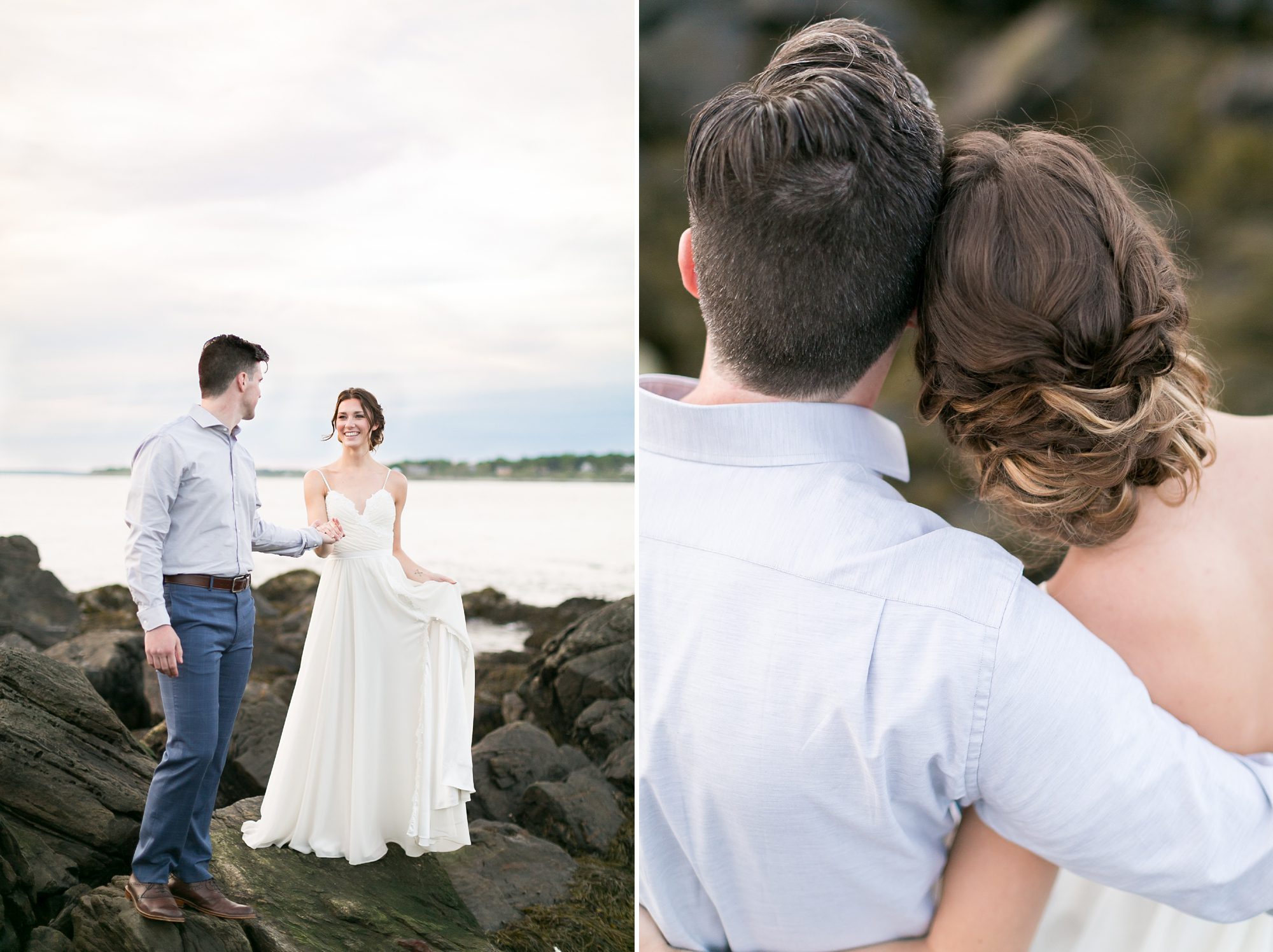Romantic Portland Maine Wedding Photographers, Maine Beach Wedding, Happy Bride and Groom, Amy Caroline Photography 
