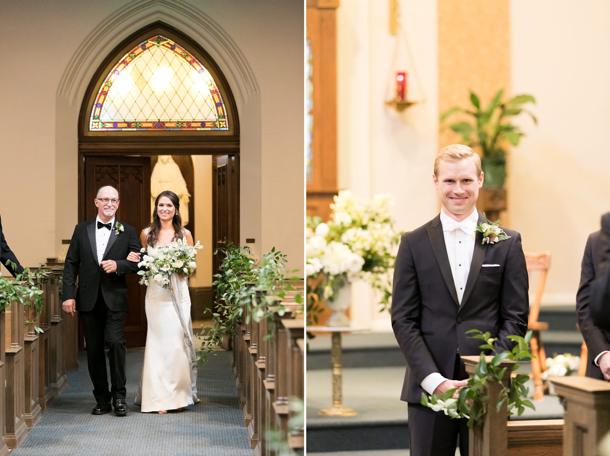 Blessed Sacrament Catholic Church Denver Wedding Ceremony, Elegant Garden Inspired Denver Catholic Wedding, Amy Caroline Photography 