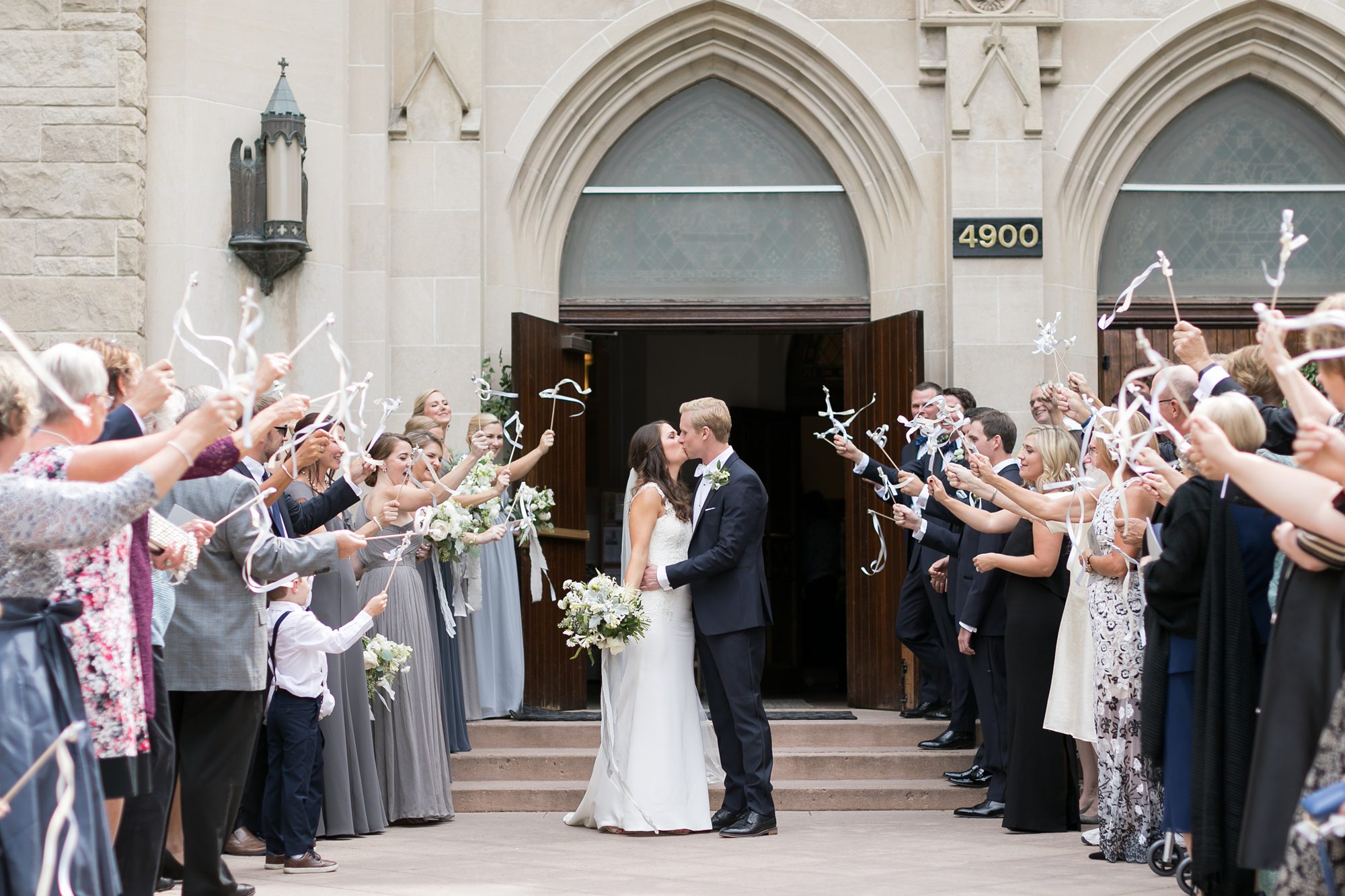Blessed Sacrament Catholic Church Denver Wedding, Bride and Groom Formal Exit, Elegant Garden Inspired Denver Catholic Wedding, Amy Caroline Photography 