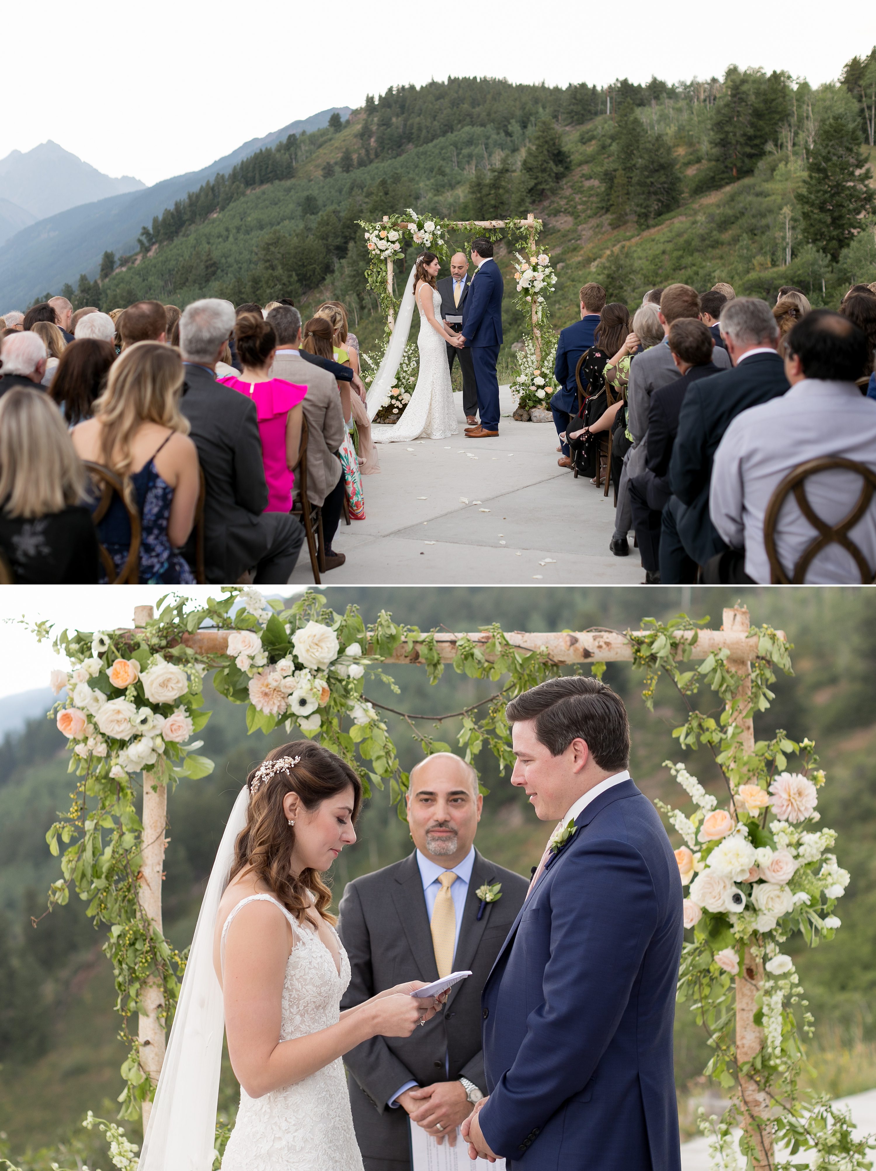 Mountainside Intimate Aspen Wedding. Buttermilk Mountain Wedding Ceremony. Amy Caroline Photography.