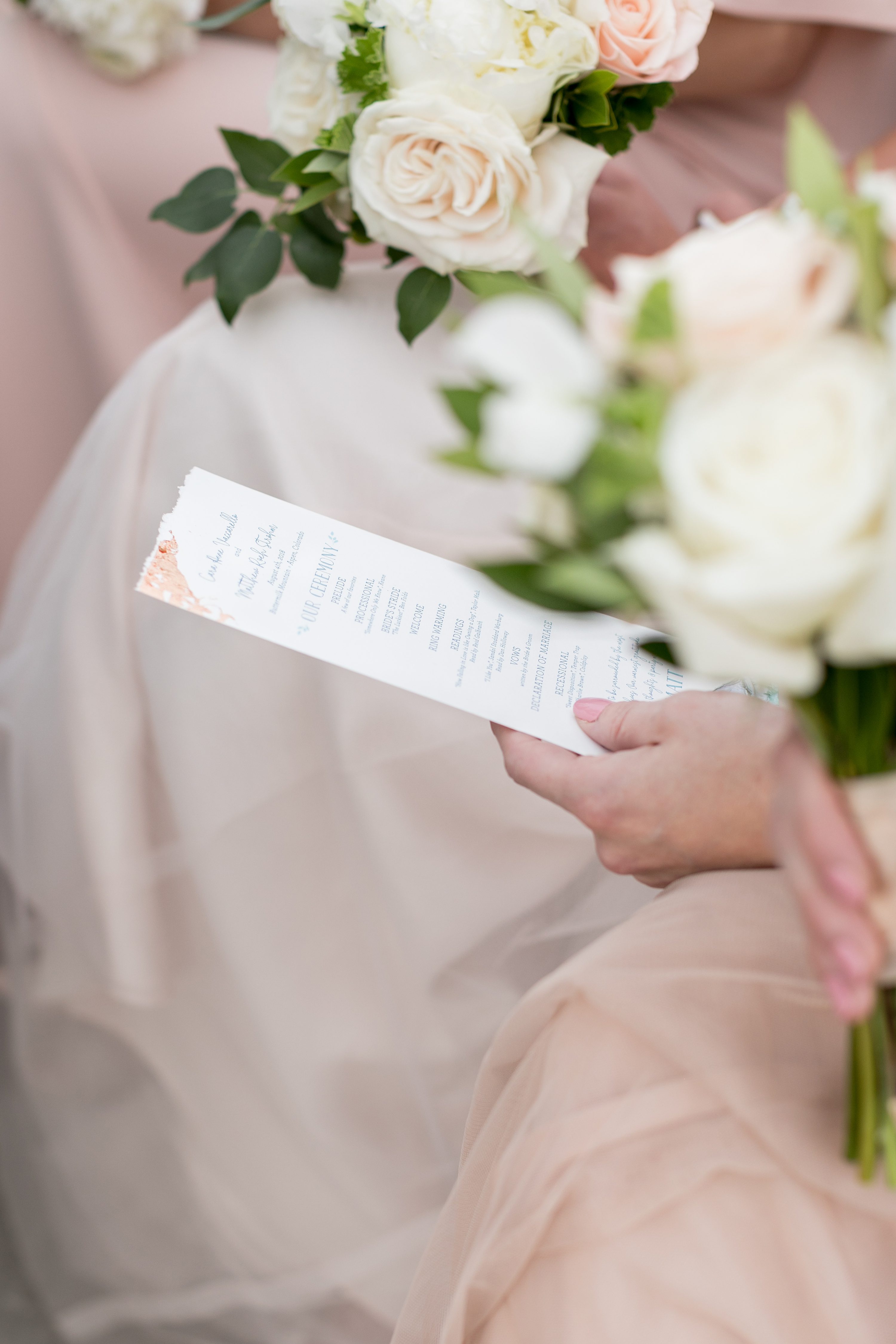 Wedding Program Ideas. Mountainside Intimate Aspen Wedding. Amy Caroline Photography.