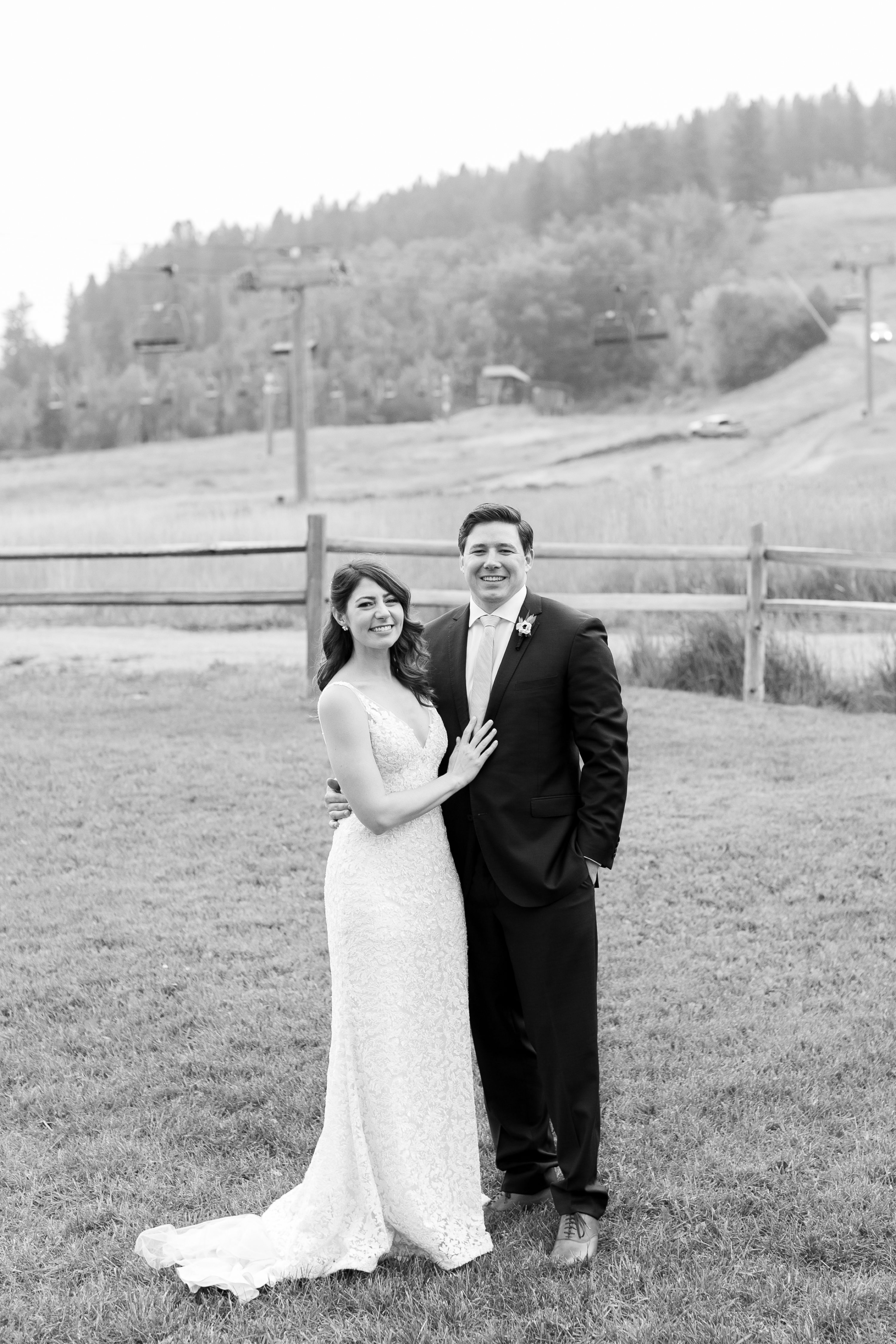 Happy Bride and Groom at an Aspen Colorado Mountain Wedding. Aspen Wedding Photographer. Amy Caroline Photography.