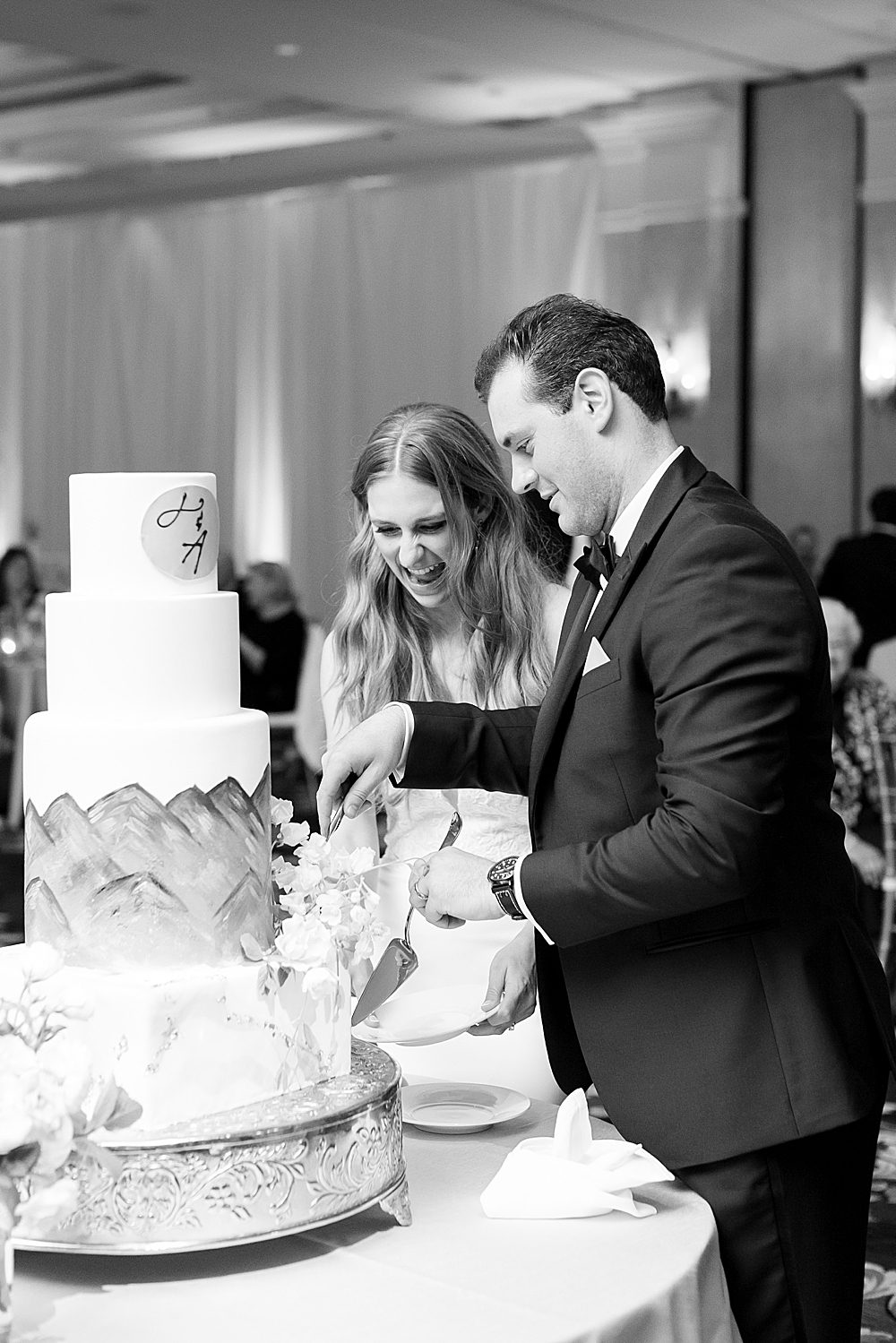 Bride and Groom cake cutting, Broadmoor Wedding Reception, Colorado Springs Wedding Photographer, Amy Caroline Photography